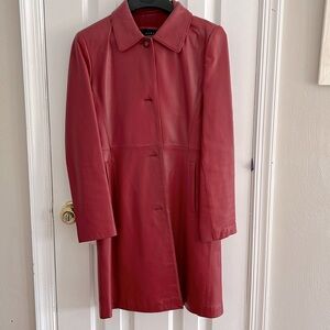 Genuine leather coat, red